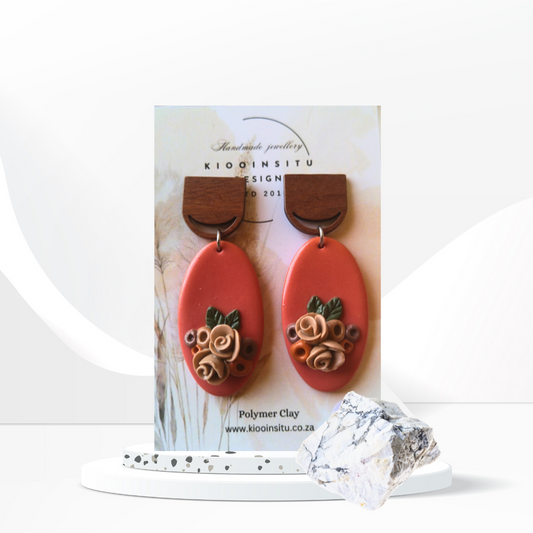 Rustic Elegance Handmade Polymer Clay Drop Earrings