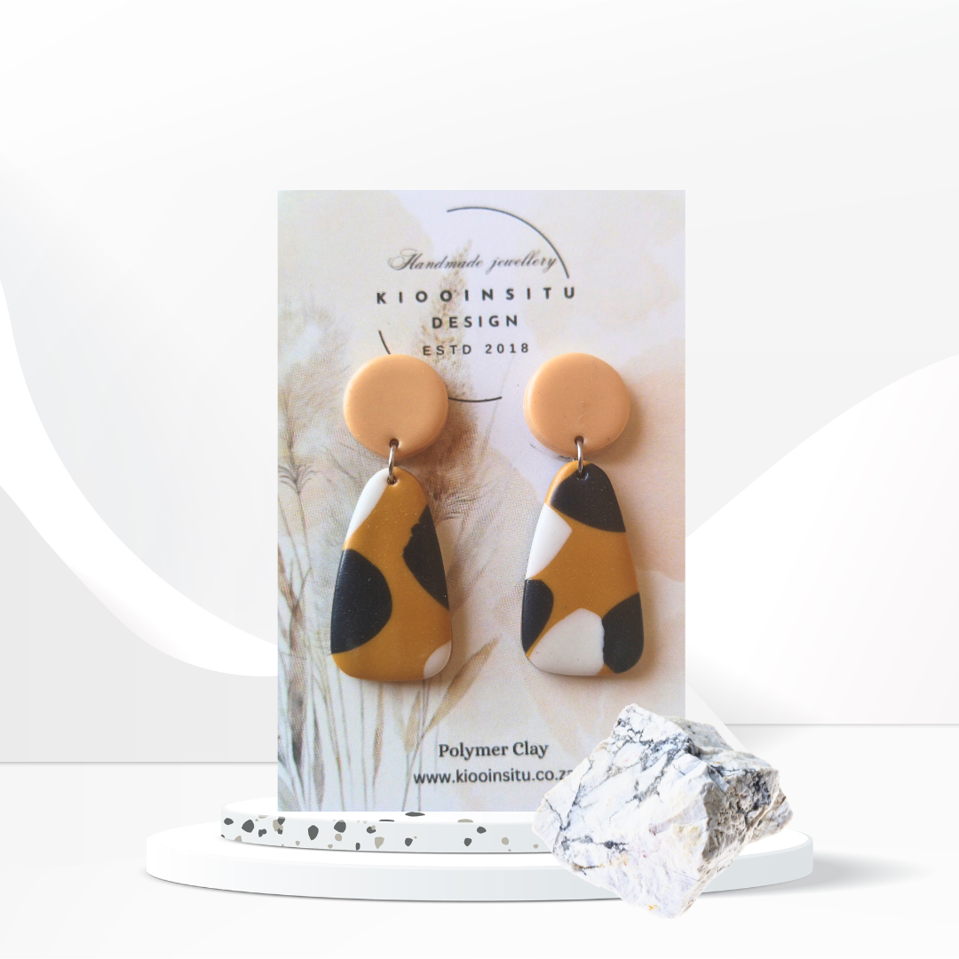 Elegant Earth Tones Polymer Clay Drop Earrings