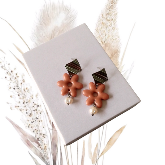 Add a touch of handmade elegance with our Polymer Clay &amp; Freshwater Pearl Earrings!