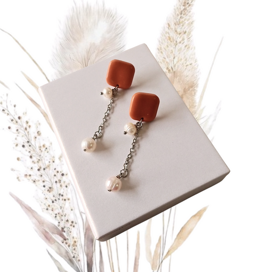 Add a touch of handmade elegance with our Polymer Clay &amp; Freshwater Pearl Earrings