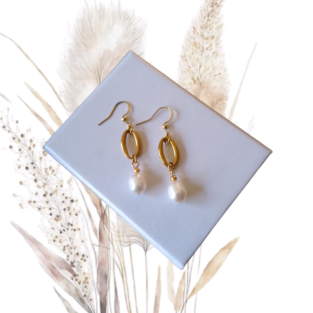 Golden Stainless Steel Drop Earrings#009