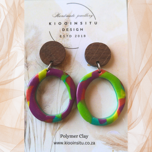 Vibrant Polymer Clay Hoop Earrings