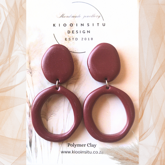 Dark Brown Polymer Clay Hoop Earrings