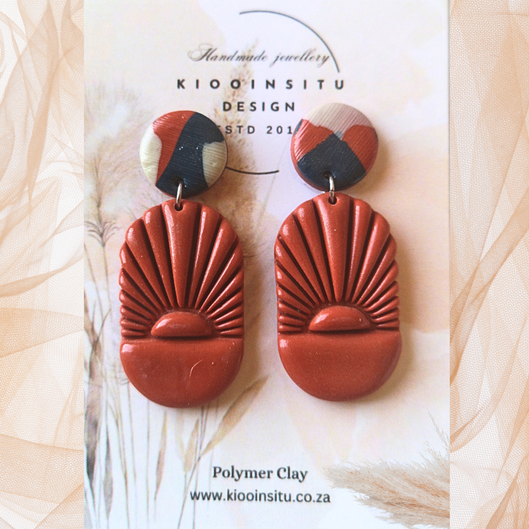 Terra Cotta Polymer Clay Oval Drop Earrings