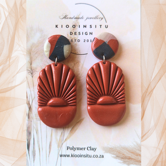 Terra Cotta Polymer Clay Oval Drop Earrings