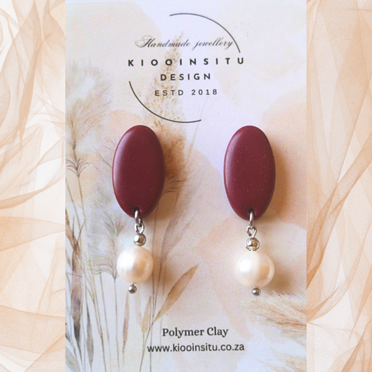 Polymer Clay And Freshwater Pearl Drop Earrings