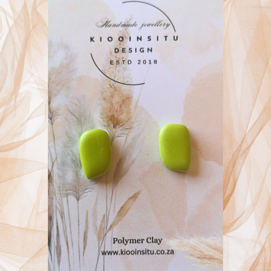 Lime Green Polymer Clay Ear Studs