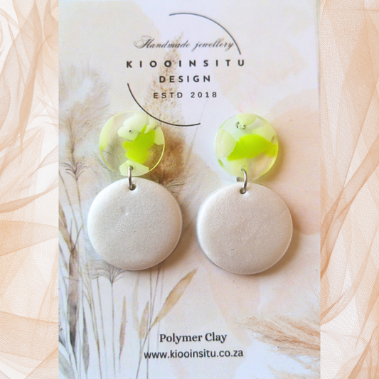 White Polymer Clay Drop Earrings