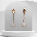 Dainty Gold Dangle Freshwater Pearl Earrings
