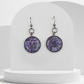 Handmade stainless steel drop earrings with crushed amethyst 