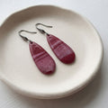 Burgundy shimmer polymer clay drop earrings with stainless steel elegant ear hooks