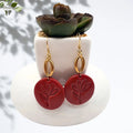 Embossed Leaf Polymer Clay Dangle Earrings - Kiooinsitu