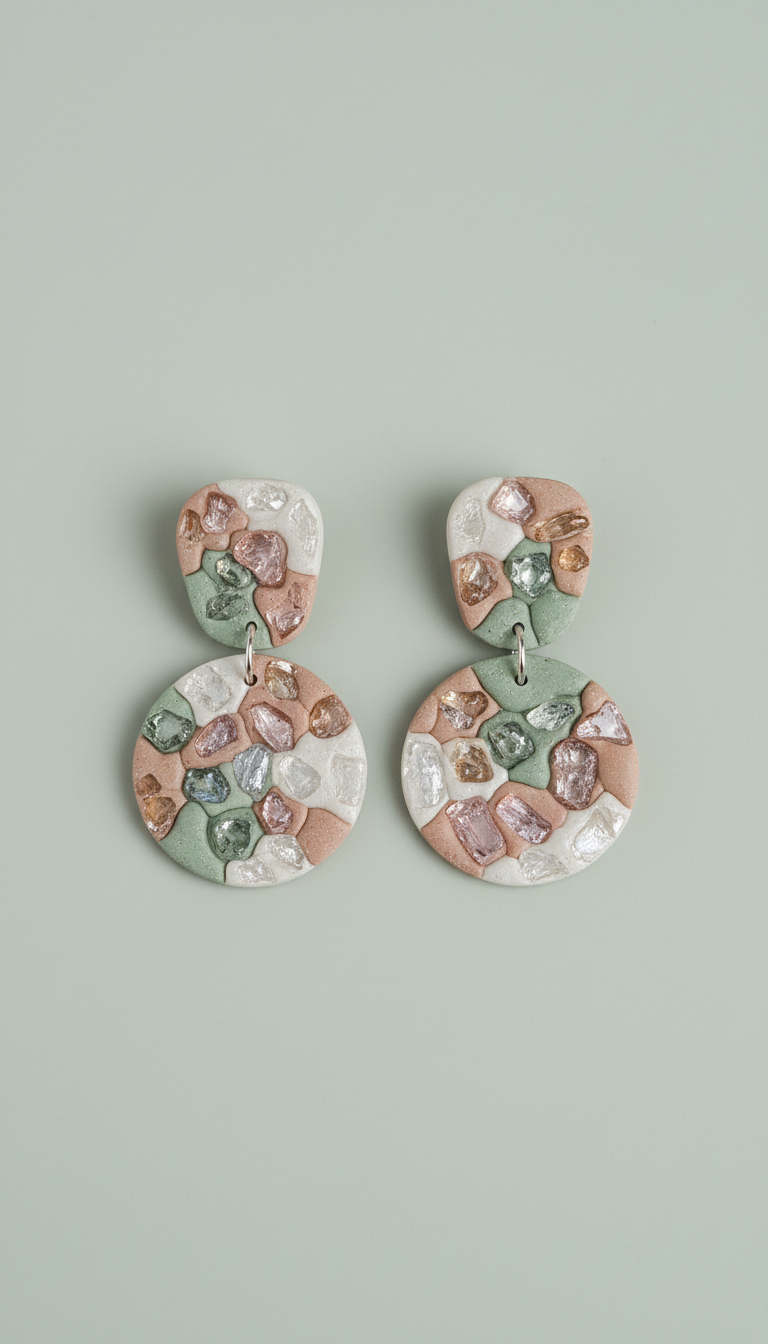 Crushed Gemstone Clay Drop Earrings