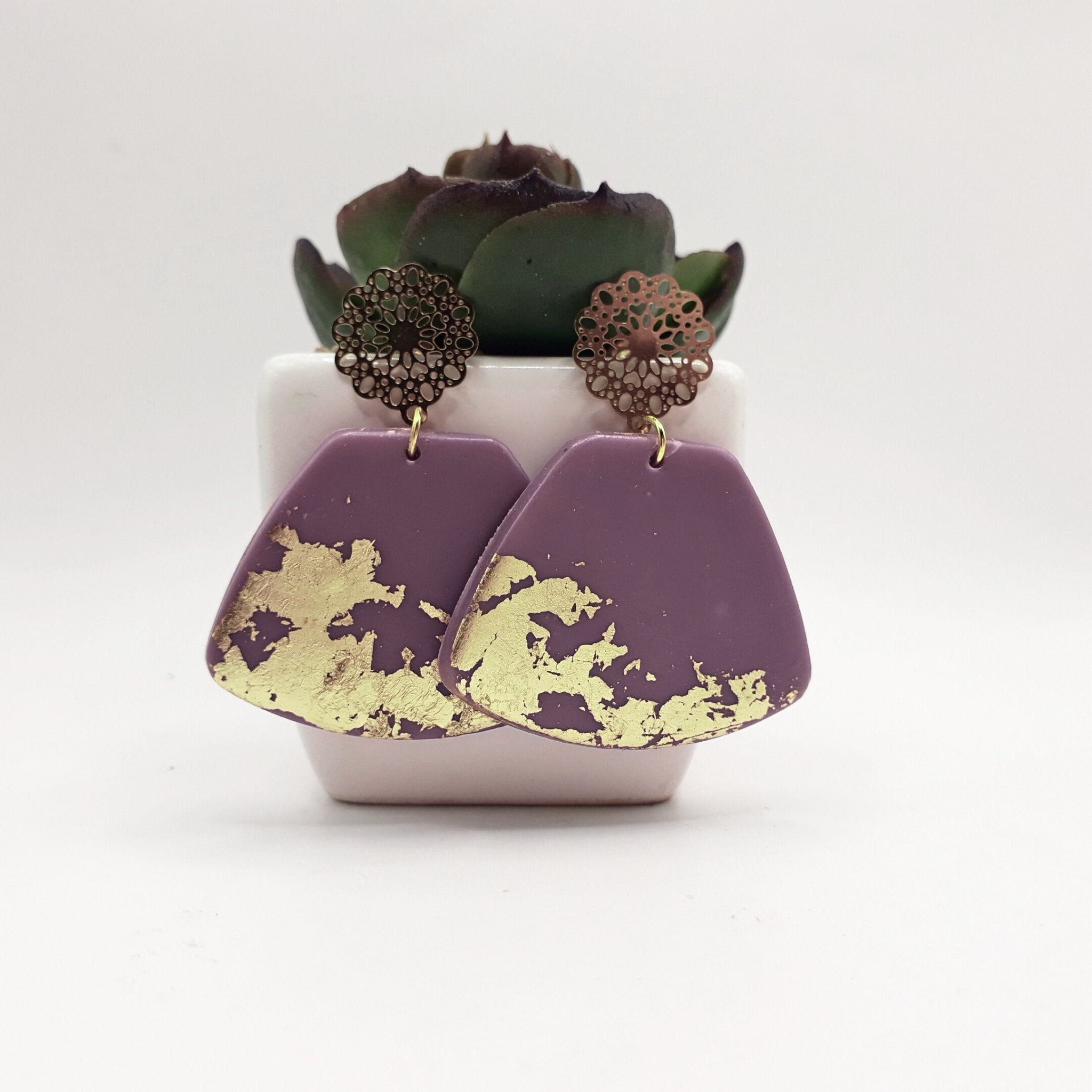 Purple Clay Earrings