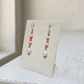 Gold plated freshwater pearl and coral pink bead dangle earrings – Kiooinsitu