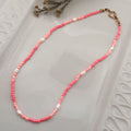 Handmade 40cm pink freshwater pearl and glass bead necklace - Kiooinsitu