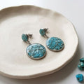 Handmade crushed turquoise stainless steel drop earrings – Kiooinsitu