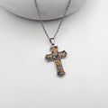 Imperial pine cross necklace on stainless steel chain