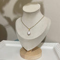 Handmade Pink Freshwater Coin Pearl Necklace on a Gold-Plated Stainless chain Steel