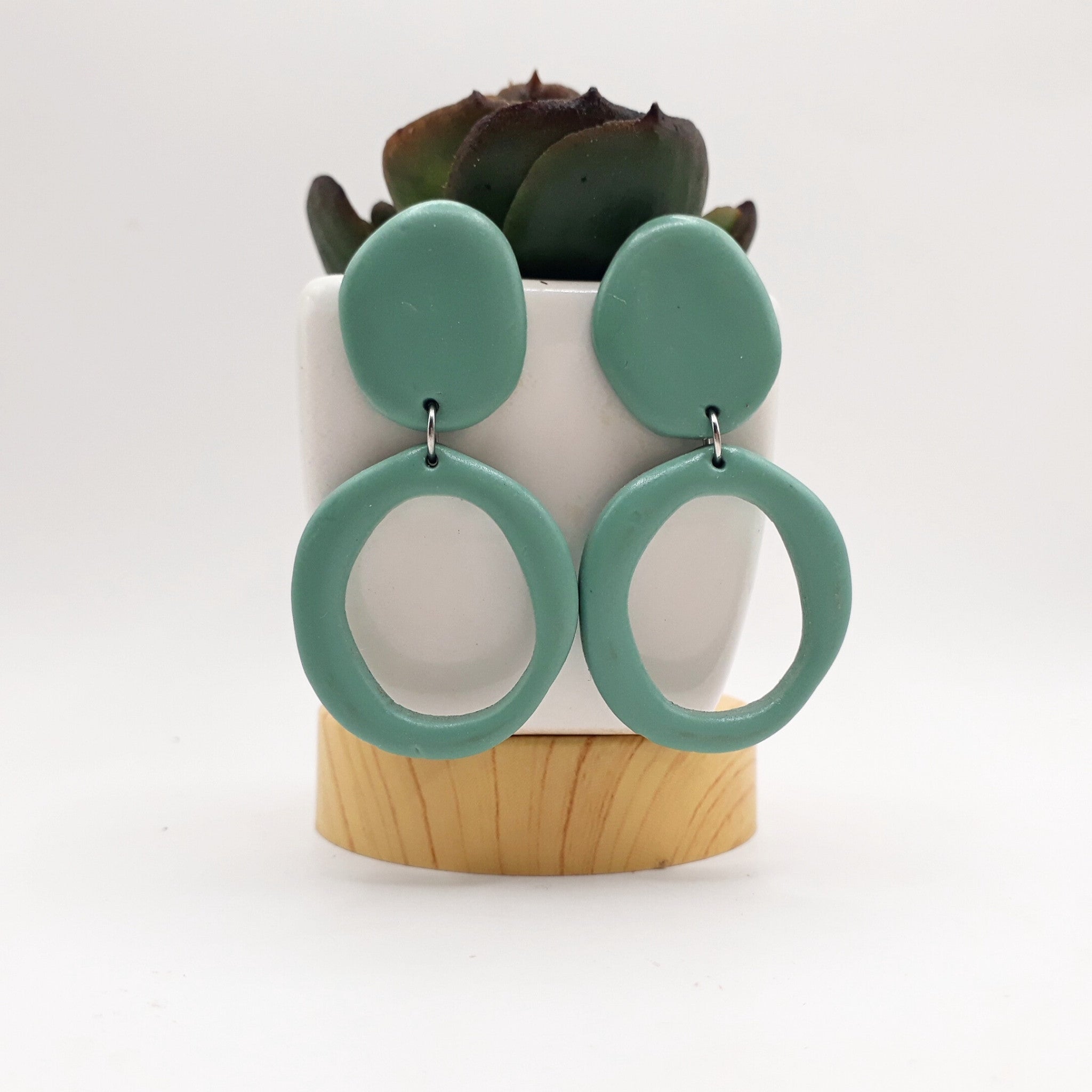 Mint Green Clay Hoop Earrings