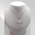 Handmade Moonstone cross necklace with crushed natural Moonstone and stainless steel chain