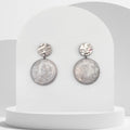 Handmade stainless steel Moonstone drop earrings with round stud tops