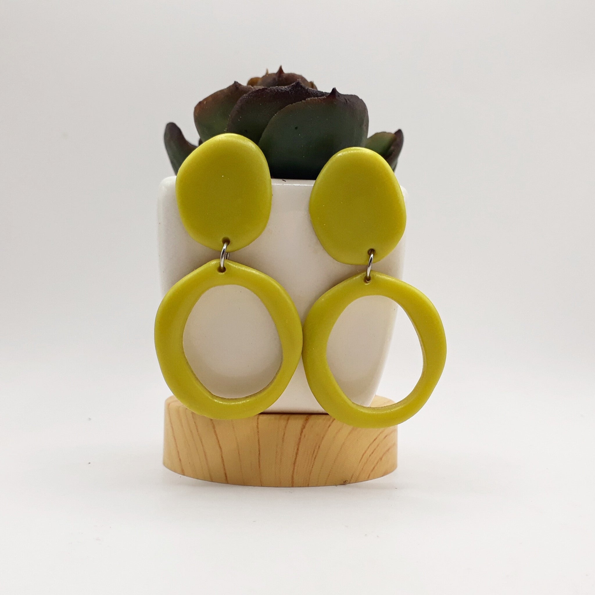 Mustard Yellow Clay Hoops Earrings