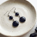 Natural crushed starstone dangle earrings with 14mm and 10mm 304 stainless steel bezels - Kiooinsitu
