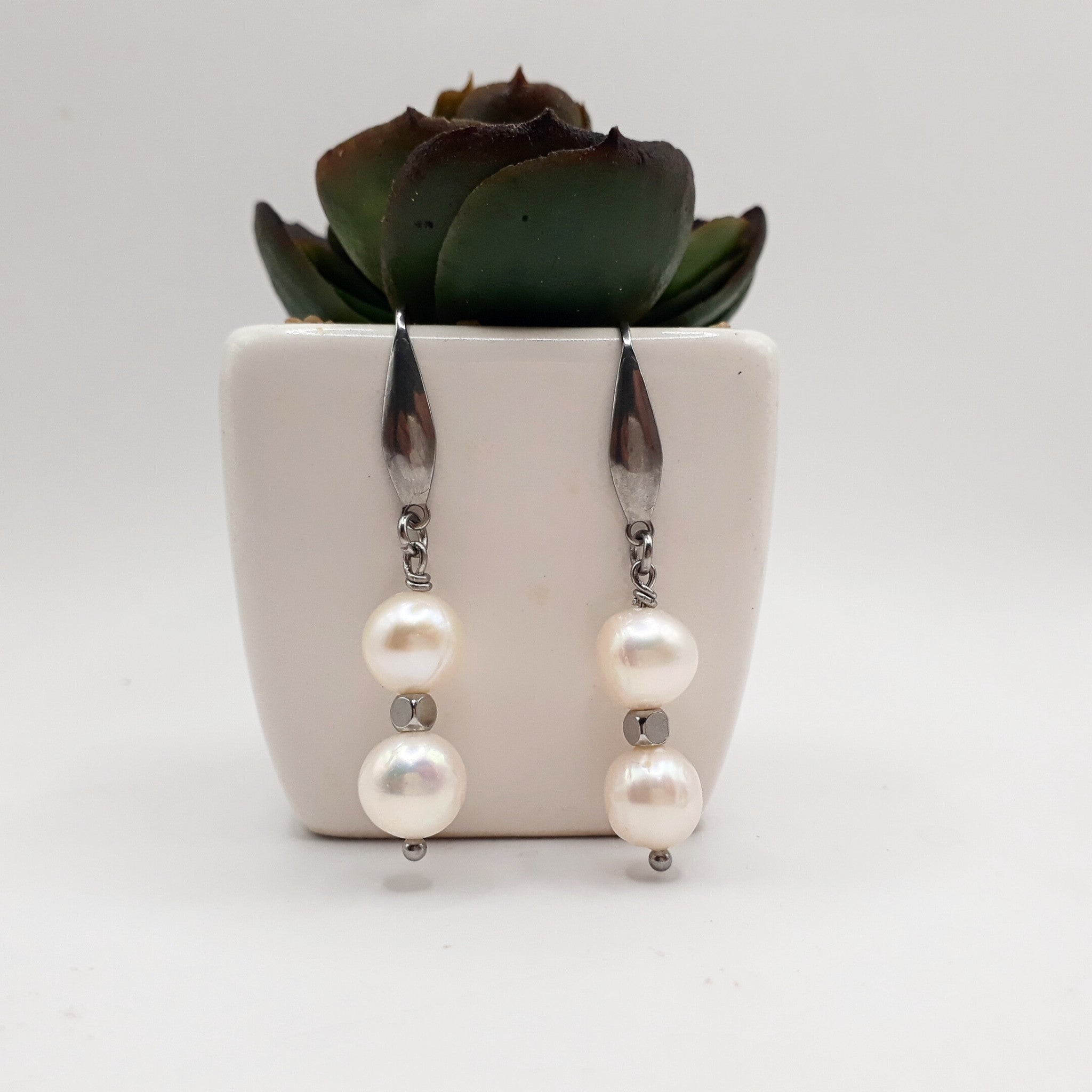 Freshwater Pearl Stainless Steel Earrings