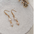 Natural white freshwater pearl dangle earrings with 316L gold plated stainless steel hooks