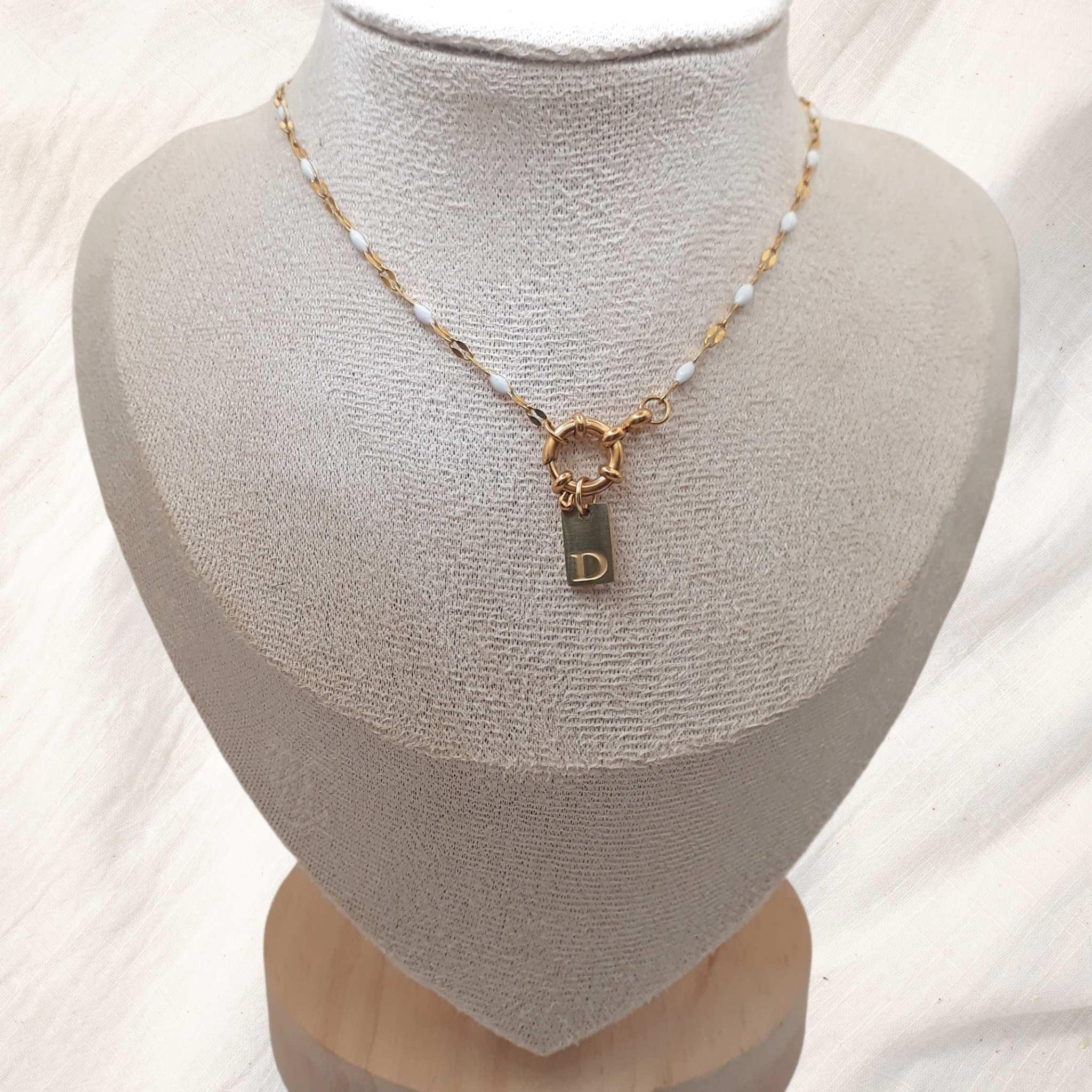 Personalised One Letter Necklace with Ceramic Beads - Kiooinsitu