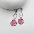 Pink agate leaf drop earrings with teardrop stainless steel connectors