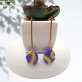 Purple Gold Polymer Clay Bar Earrings - Kiooinsitu