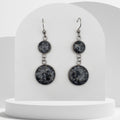 Crushed Snowflake Obsidian Dangle Earrings