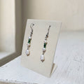 Stainless steel freshwater pearl green glass bead dangle earrings - Kiooinsitu