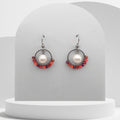 Sunset Beaded Circle Pearl Drop Earrings