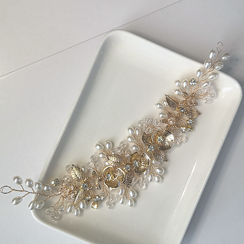 Imitation Pearls, Crystal And Rhinestone Hairband KC Gold