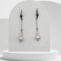 Handmade white freshwater pearl dangle earrings with stainless steel bar and hooks