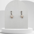 Handmade white freshwater pearl drop earrings with stainless steel ball stud